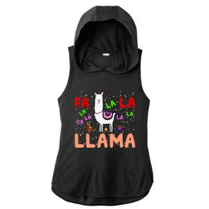 Fa La La Llama Funny Llama Christmas Ladies PosiCharge Tri-Blend Wicking Draft Hoodie Tank