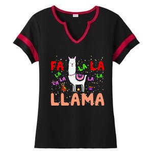 Fa La La Llama Funny Llama Christmas Ladies Halftime Notch Neck Tee