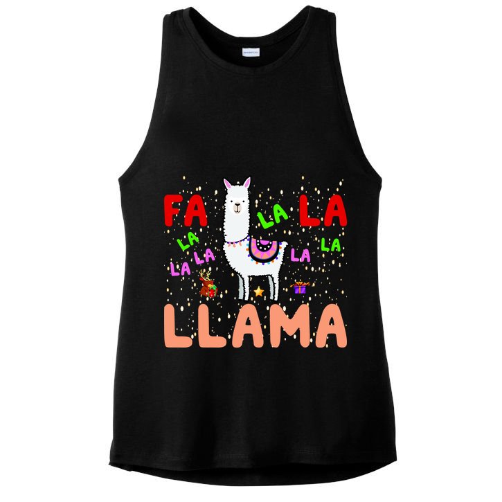 Fa La La Llama Funny Llama Christmas Ladies PosiCharge Tri-Blend Wicking Tank