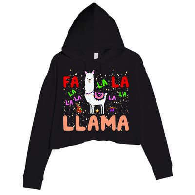 Fa La La Llama Funny Llama Christmas Crop Fleece Hoodie