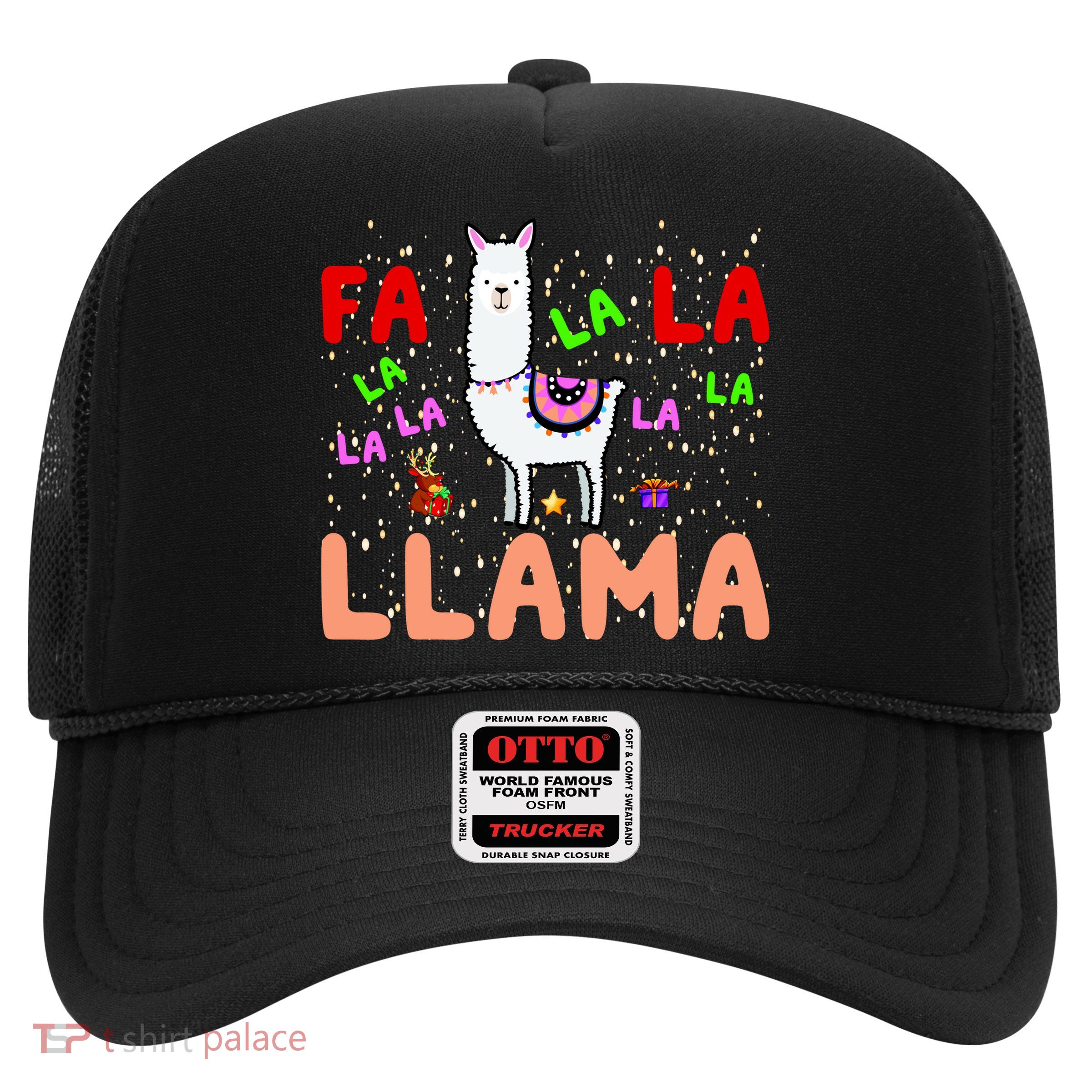 Fa La La Llama Funny Llama Christmas Trucker Hat