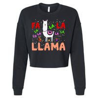 Fa La La Llama Funny Llama Christmas Cropped Pullover Crew
