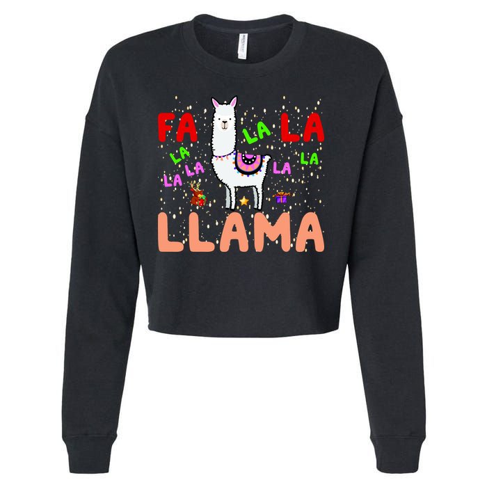 Fa La La Llama Funny Llama Christmas Cropped Pullover Crew