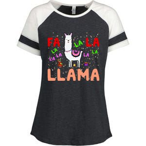 Fa La La Llama Funny Llama Christmas Enza Ladies Jersey Colorblock Tee