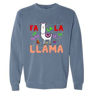 Fa La La Llama Funny Llama Christmas Garment-Dyed Sweatshirt