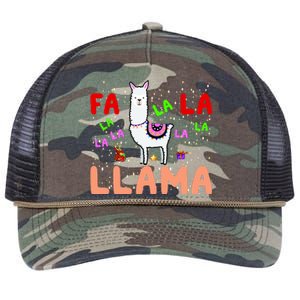 Fa La La Llama Funny Llama Christmas Retro Rope Trucker Hat Cap