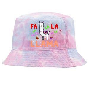 Fa La La Llama Funny Llama Christmas Tie-Dyed Bucket Hat