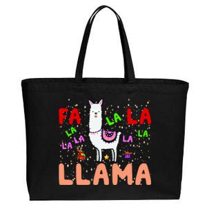 Fa La La Llama Funny Llama Christmas Cotton Canvas Jumbo Tote