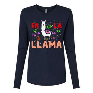 Fa La La Llama Funny Llama Christmas Womens Cotton Relaxed Long Sleeve T-Shirt