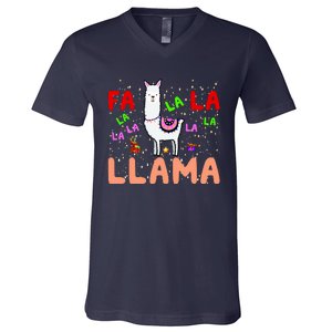 Fa La La Llama Funny Llama Christmas V-Neck T-Shirt