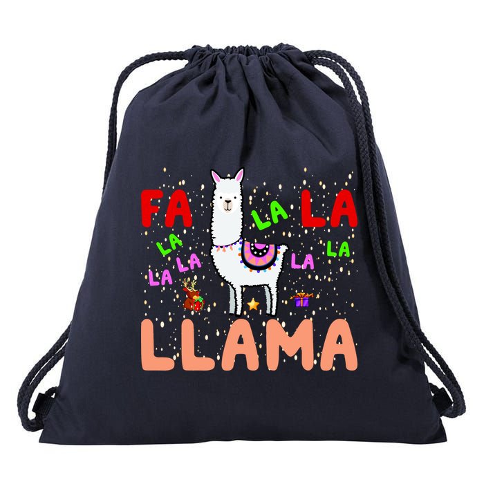 Fa La La Llama Funny Llama Christmas Drawstring Bag