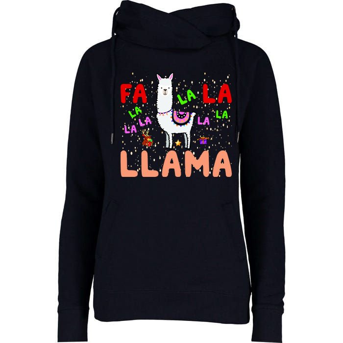 Fa La La Llama Funny Llama Christmas Womens Funnel Neck Pullover Hood