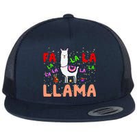 Fa La La Llama Funny Llama Christmas Flat Bill Trucker Hat