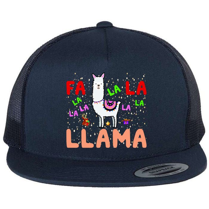 Fa La La Llama Funny Llama Christmas Flat Bill Trucker Hat