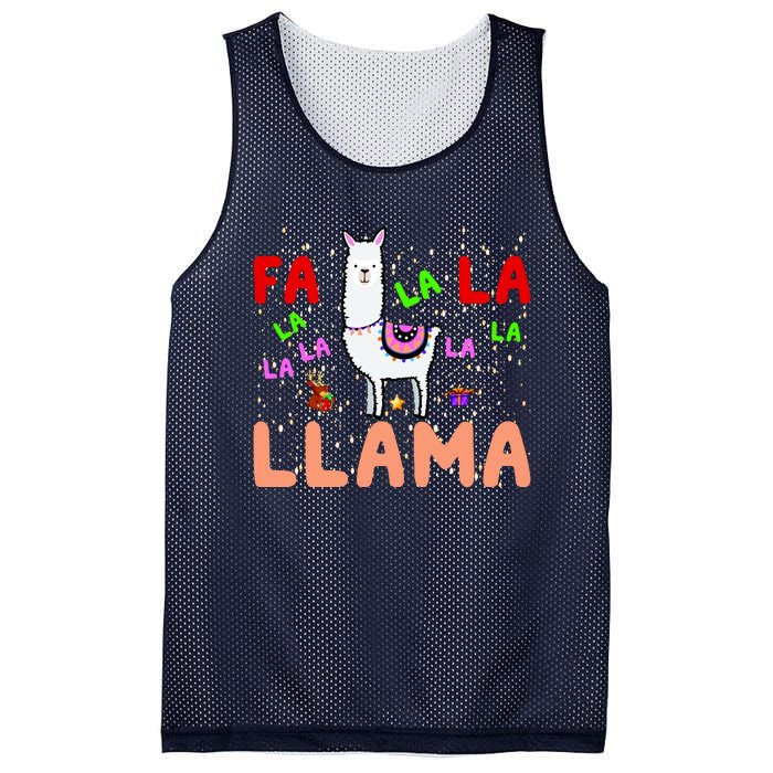 Fa La La Llama Funny Llama Christmas Mesh Reversible Basketball Jersey Tank