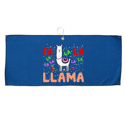 Fa La La Llama Funny Llama Christmas Large Microfiber Waffle Golf Towel