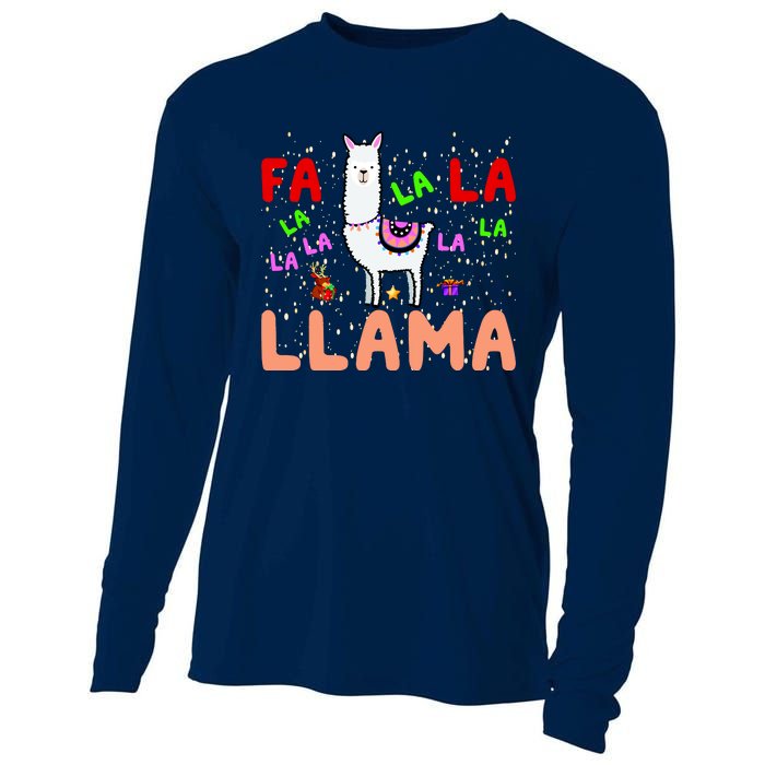 Fa La La Llama Funny Llama Christmas Cooling Performance Long Sleeve Crew