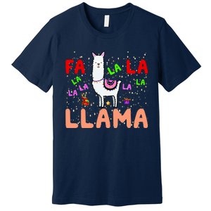 Fa La La Llama Funny Llama Christmas Premium T-Shirt