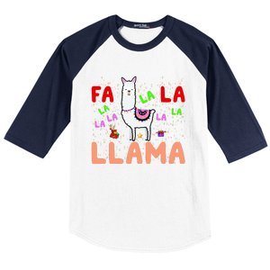 Fa La La Llama Funny Llama Christmas Baseball Sleeve Shirt