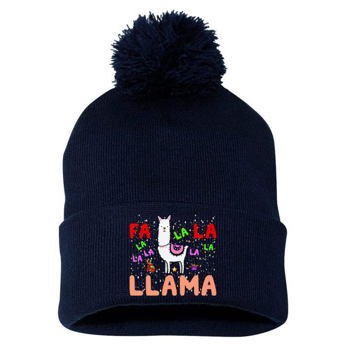 Fa La La Llama Funny Llama Christmas Pom Pom 12in Knit Beanie