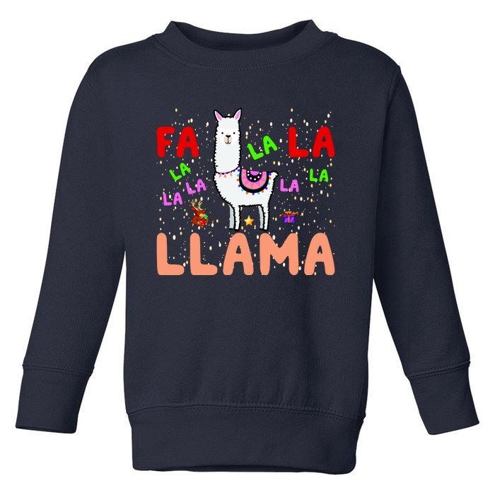 Fa La La Llama Funny Llama Christmas Toddler Sweatshirt