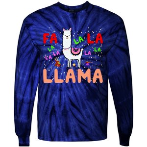 Fa La La Llama Funny Llama Christmas Tie-Dye Long Sleeve Shirt