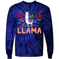 Fa La La Llama Funny Llama Christmas Tie-Dye Long Sleeve Shirt