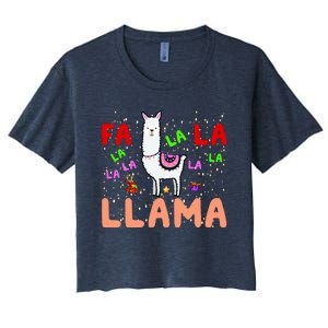 Fa La La Llama Funny Llama Christmas Women's Crop Top Tee