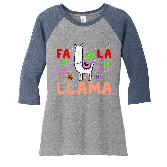 Fa La La Llama Funny Llama Christmas Women's Tri-Blend 3/4-Sleeve Raglan Shirt