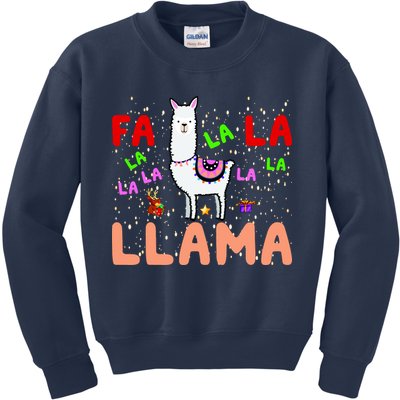 Fa La La Llama Funny Llama Christmas Kids Sweatshirt