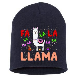 Fa La La Llama Funny Llama Christmas Short Acrylic Beanie