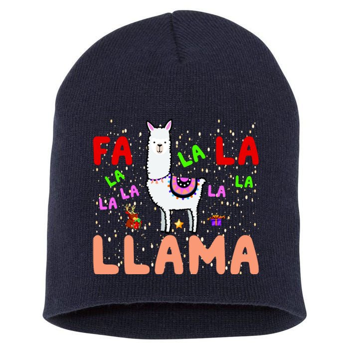 Fa La La Llama Funny Llama Christmas Short Acrylic Beanie