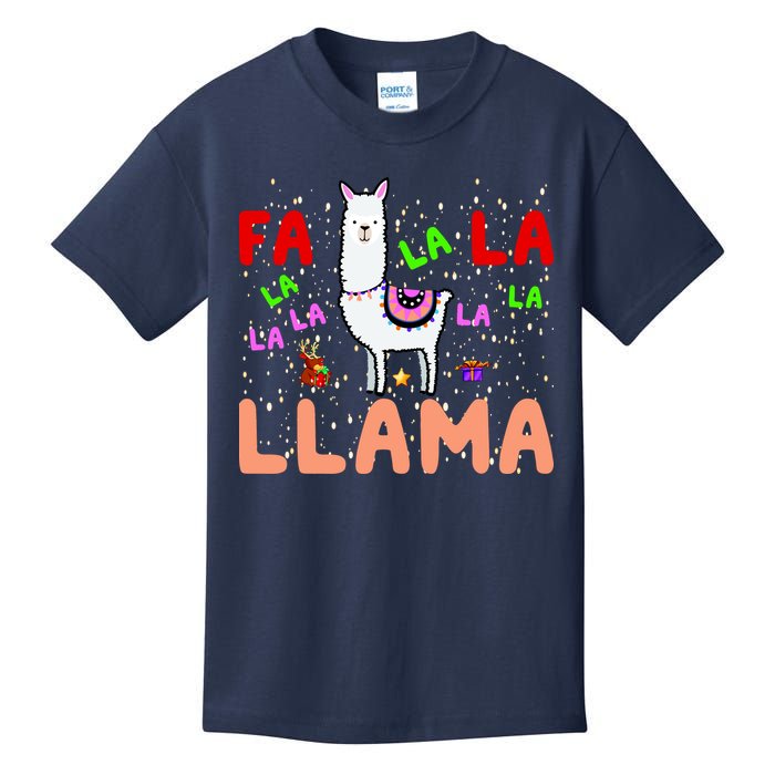 Fa La La Llama Funny Llama Christmas Kids T-Shirt