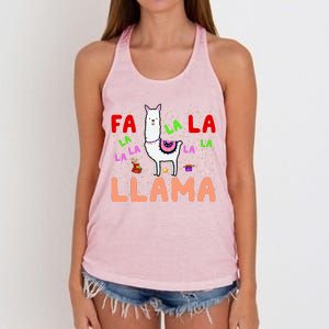 Fa La La Llama Funny Llama Christmas Women's Knotted Racerback Tank