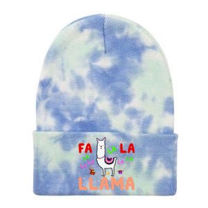 Fa La La Llama Funny Llama Christmas Tie Dye 12in Knit Beanie