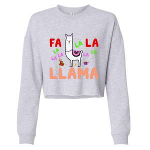 Fa La La Llama Funny Llama Christmas Cropped Pullover Crew