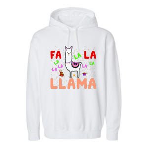 Fa La La Llama Funny Llama Christmas Garment-Dyed Fleece Hoodie