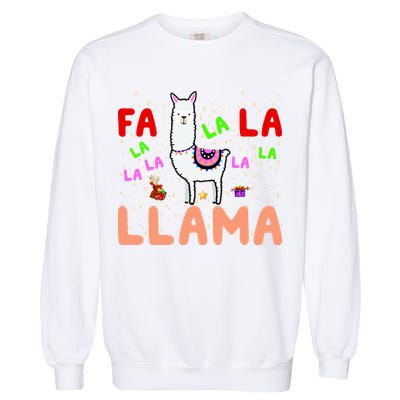 Fa La La Llama Funny Llama Christmas Garment-Dyed Sweatshirt