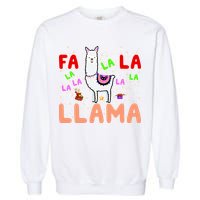 Fa La La Llama Funny Llama Christmas Garment-Dyed Sweatshirt