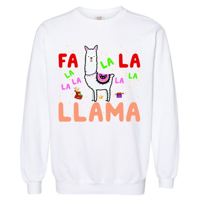 Fa La La Llama Funny Llama Christmas Garment-Dyed Sweatshirt