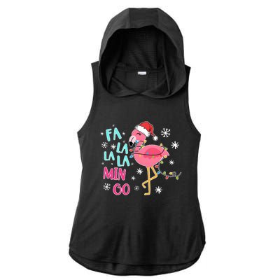 Fa La La La Mingo Funny Holiday Season Christmas Flamigo Ladies PosiCharge Tri-Blend Wicking Draft Hoodie Tank