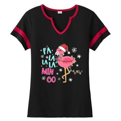 Fa La La La Mingo Funny Holiday Season Christmas Flamigo Ladies Halftime Notch Neck Tee