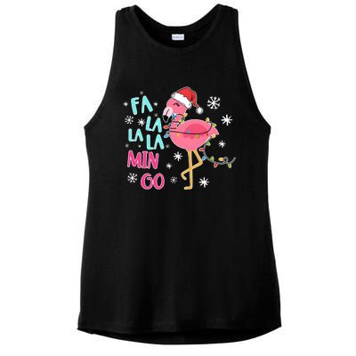 Fa La La La Mingo Funny Holiday Season Christmas Flamigo Ladies PosiCharge Tri-Blend Wicking Tank