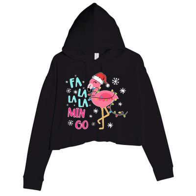 Fa La La La Mingo Funny Holiday Season Christmas Flamigo Crop Fleece Hoodie