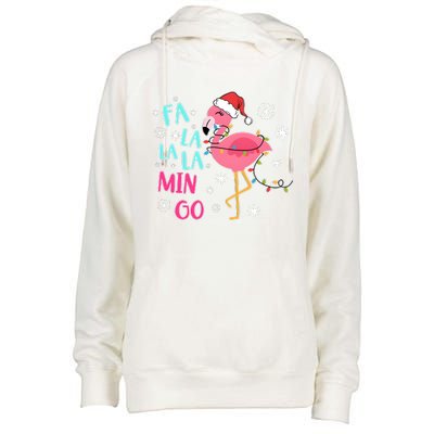 Fa La La La Mingo Funny Holiday Season Christmas Flamigo Womens Funnel Neck Pullover Hood