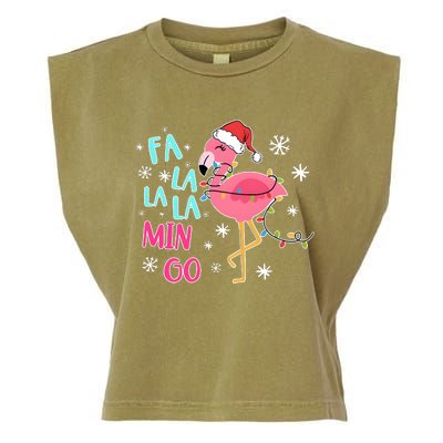 Fa La La La Mingo Funny Holiday Season Christmas Flamigo Garment-Dyed Women's Muscle Tee