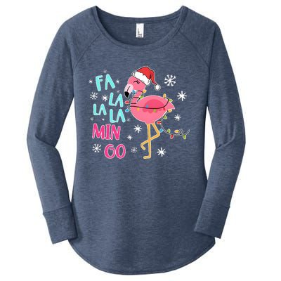 Fa La La La Mingo Funny Holiday Season Christmas Flamigo Women's Perfect Tri Tunic Long Sleeve Shirt