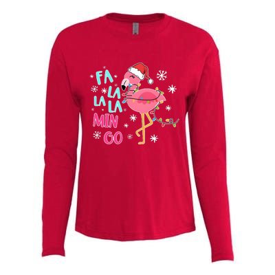 Fa La La La Mingo Funny Holiday Season Christmas Flamigo Womens Cotton Relaxed Long Sleeve T-Shirt