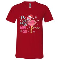 Fa La La La Mingo Funny Holiday Season Christmas Flamigo V-Neck T-Shirt