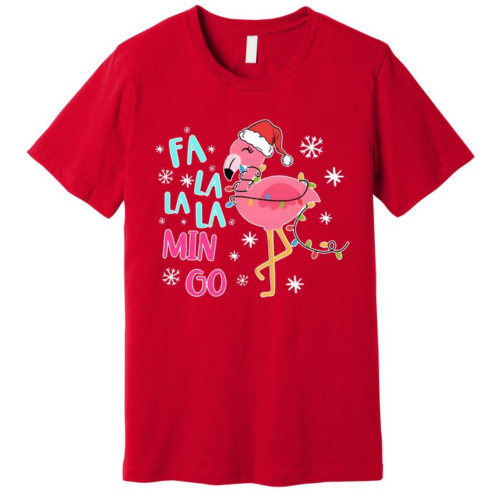 Fa La La La Mingo Funny Holiday Season Christmas Flamigo Premium T-Shirt